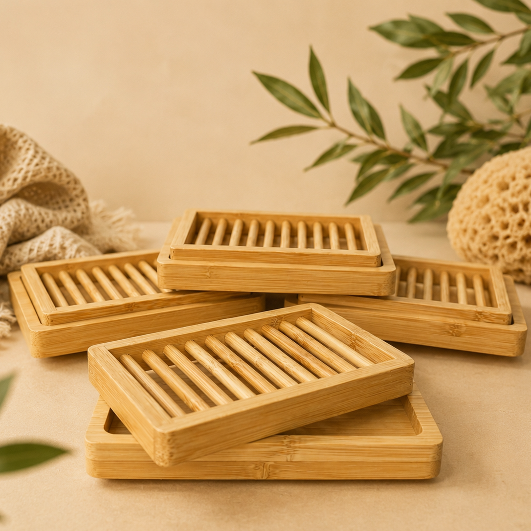 Dual-Layer Bamboo Soap Dish